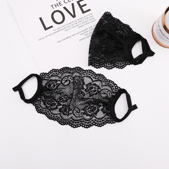 Black Lace Face Mask - Picture 8 of 13